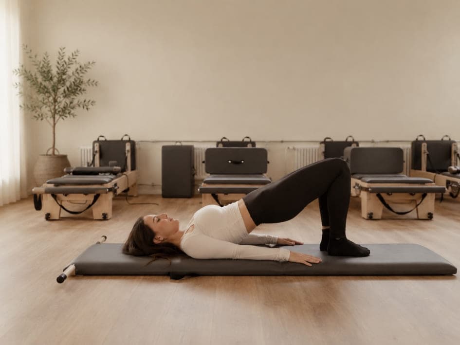 Clinical Pilates session on the reformer, led by physiotherapist Anna Marki in Langenthal.