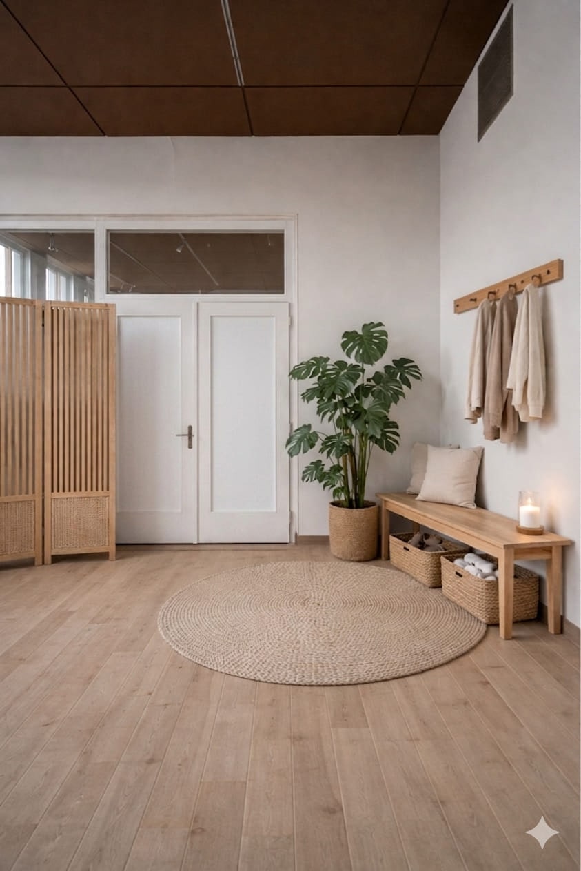 The main training room at Élan Pilates in Langenthal, with mats, props and warm natural light.